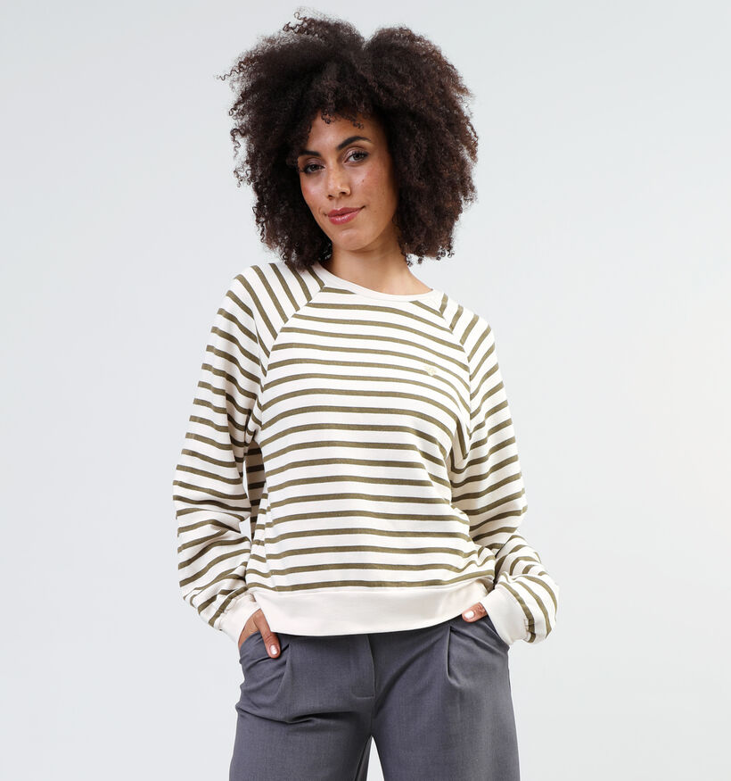 Pieces Greta Witte Gestreepte sweater voor dames (344976)
