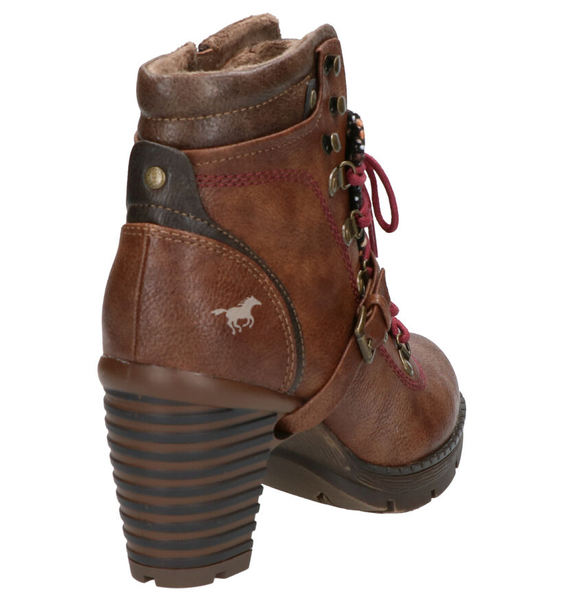 Mustang Bottines à lacets en Brun foncé en simili cuir (259923)