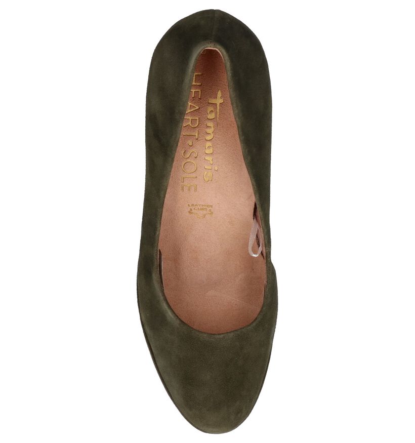 Tamaris Heart & Sole Olijfgroene Pumps met Plateauzool, , pdp