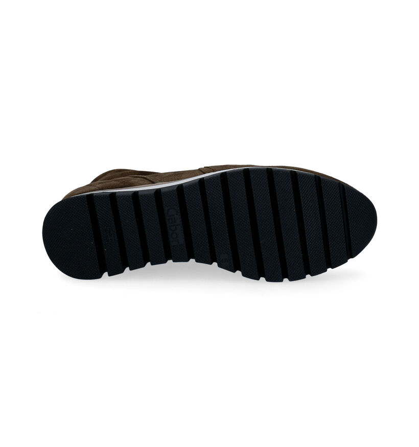 Gabor OptiFit Baskets hautes en Vert Kaki en daim (297233)