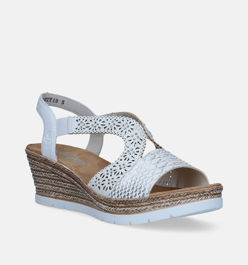 Rieker Witte Sandalen met sleehak voor dames (339118)