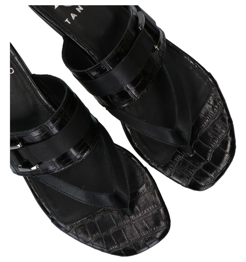 Tango Madison Zwarte Teenslippers in leer (300280)