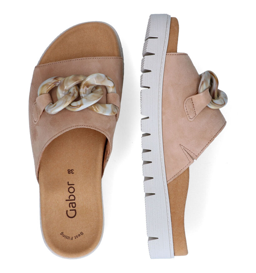 Gabor Best Fitting Beige Slippers in nubuck (301880)