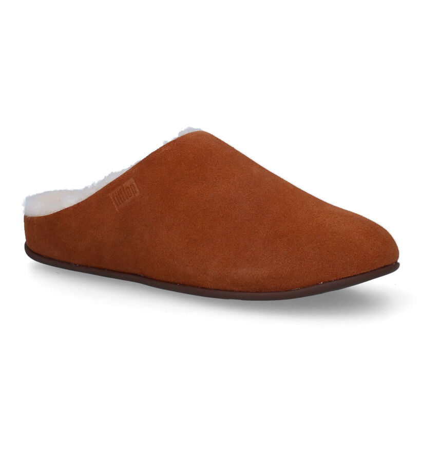 FitFlop Chrissie Shearling Pantoufles en Cognac pour femmes (313556)