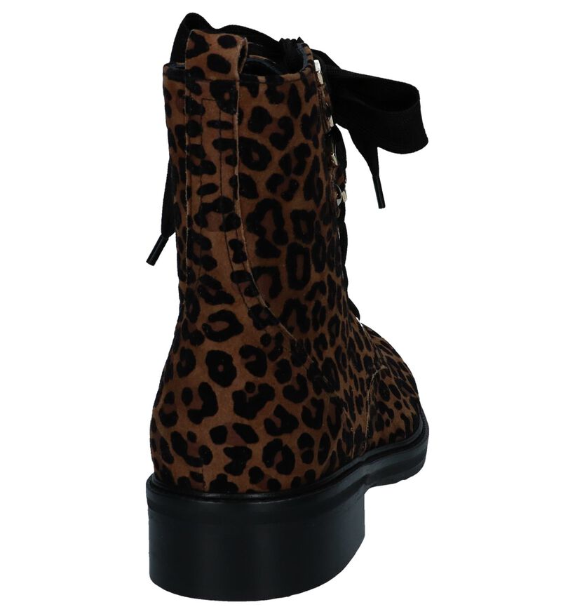 Boots met Rits/Veter Maripé met Luipaardprint in daim (248845)