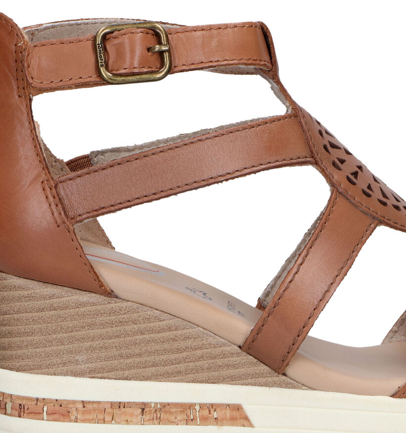 Tamaris Comfort Sandales avec talon compensé en Cognac pour femmes (323050)