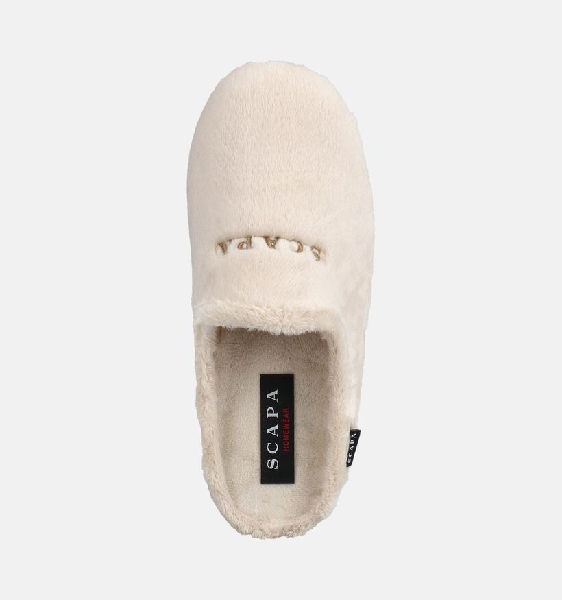Scapa Lichtbeige Open Pantoffels voor dames (380858) - geschikt voor steunzolen