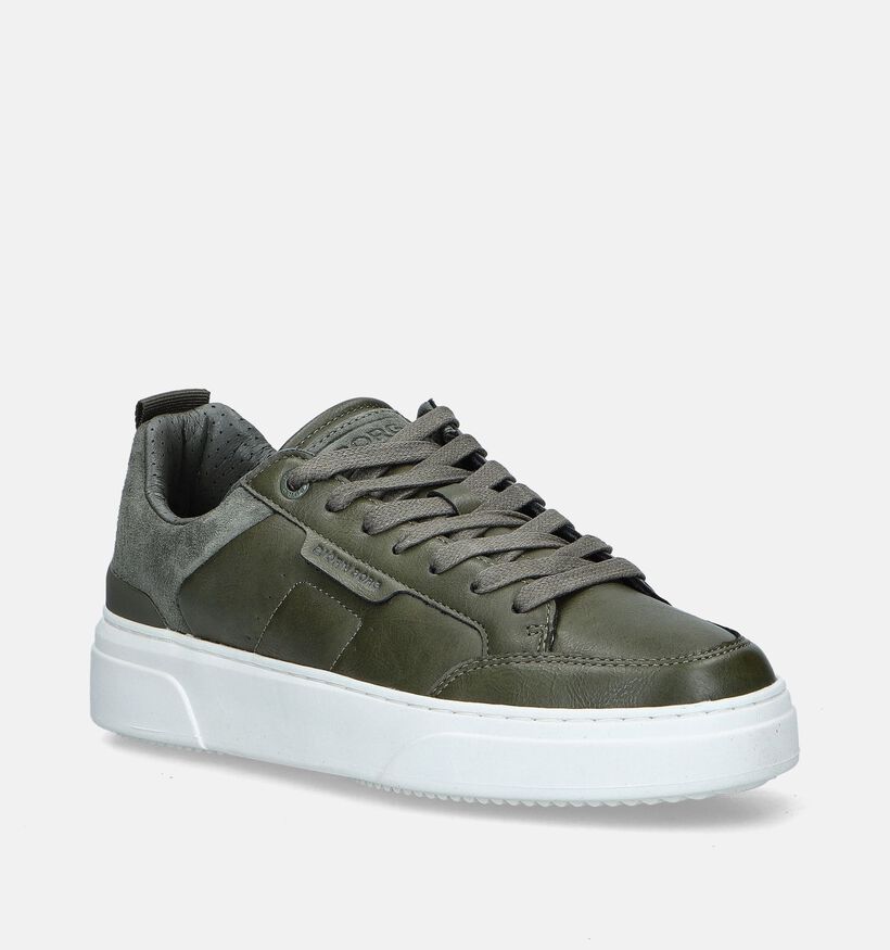 Björn Borg Tennis Low Chaussures avec lacets en Vert Olive pour hommes (345606) - pour semelles orthopédiques