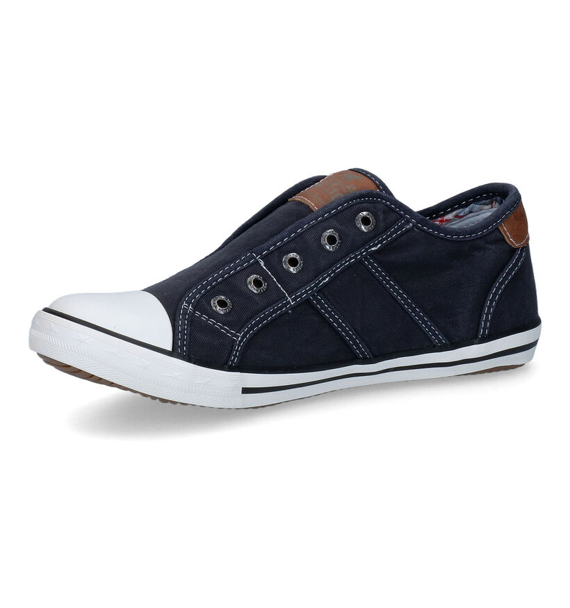 Mustang Slip-ons en Bleu foncé en textile (303683)