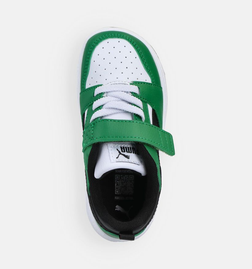 Puma Rebound V6 Groene Sneakers voor jongens, meisjes (366655) - geschikt voor steunzolen