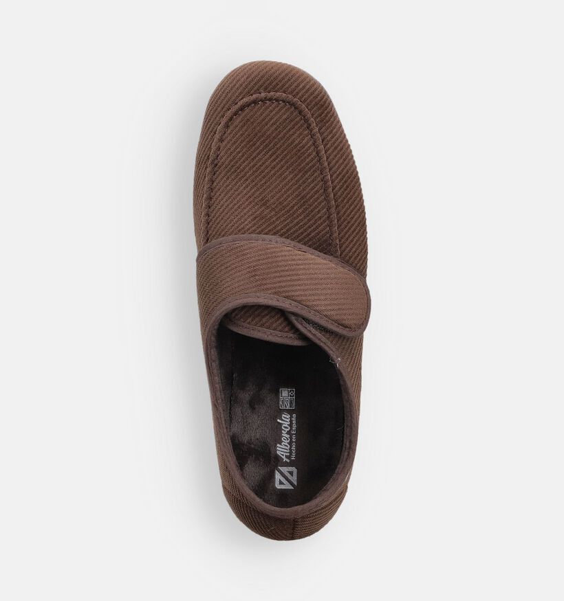 Torfs Home Pantoufles ferm&eacute;es en Brun fonc&eacute; pour hommes (381339)