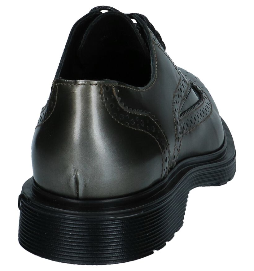 Bronx Grijze Metallic Veterschoenen in leer (229871)