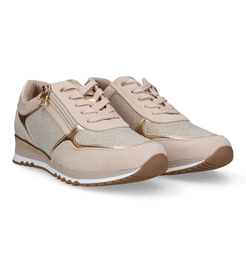 Marco Tozzi Beige Veterschoenen voor dames (320359) - geschikt voor steunzolen