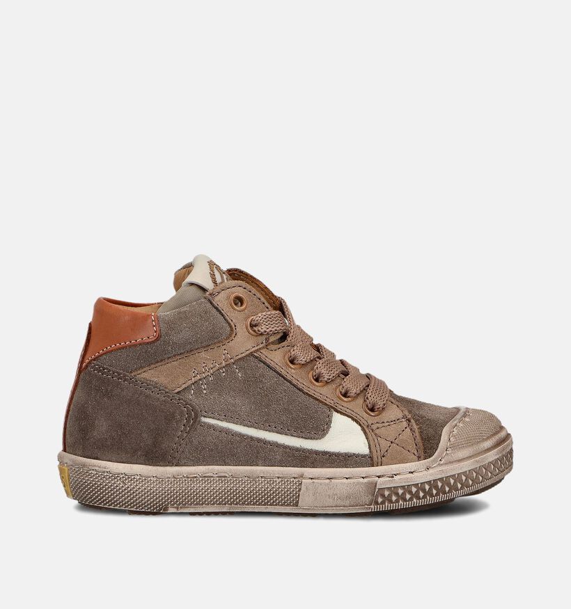 STONES and BONES LIAM Bruine Hoge Sneakers voor jongens (362040) - geschikt voor steunzolen