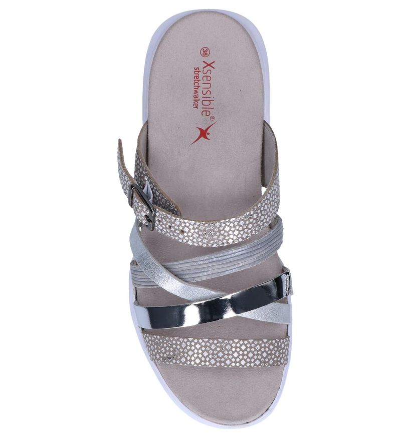 Zilveren Slippers Xsensible Rinia in leer (246456)