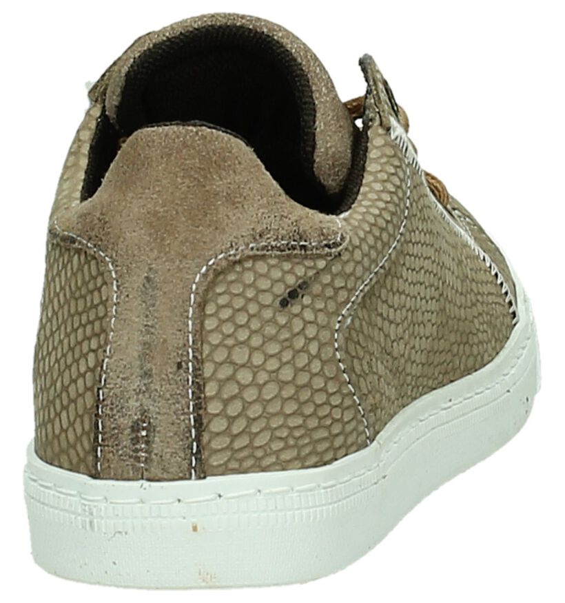 Bullboxer Lage Sneaker Taupe met Slangenprint , , pdp