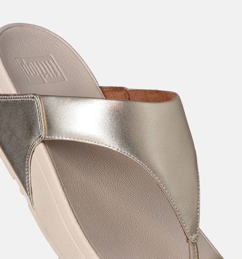 FitFlop Lulu Leather Toepost Gouden Teenslippers voor dames (353819)