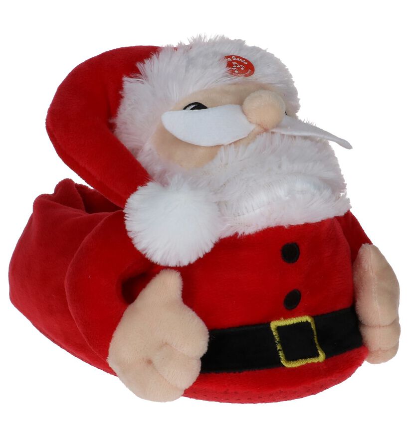 Rode Kerstman Pantoffels met Muziek Dazzle in stof (224153)