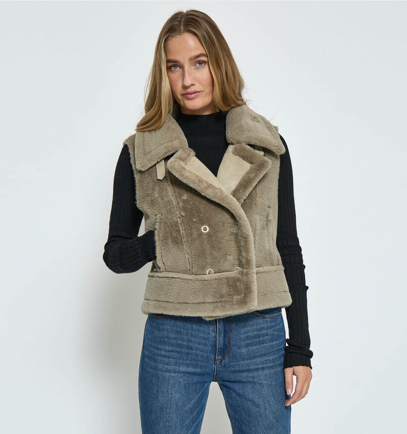 Minus Pat Beige Korte bodywarmer voor dames (348255)