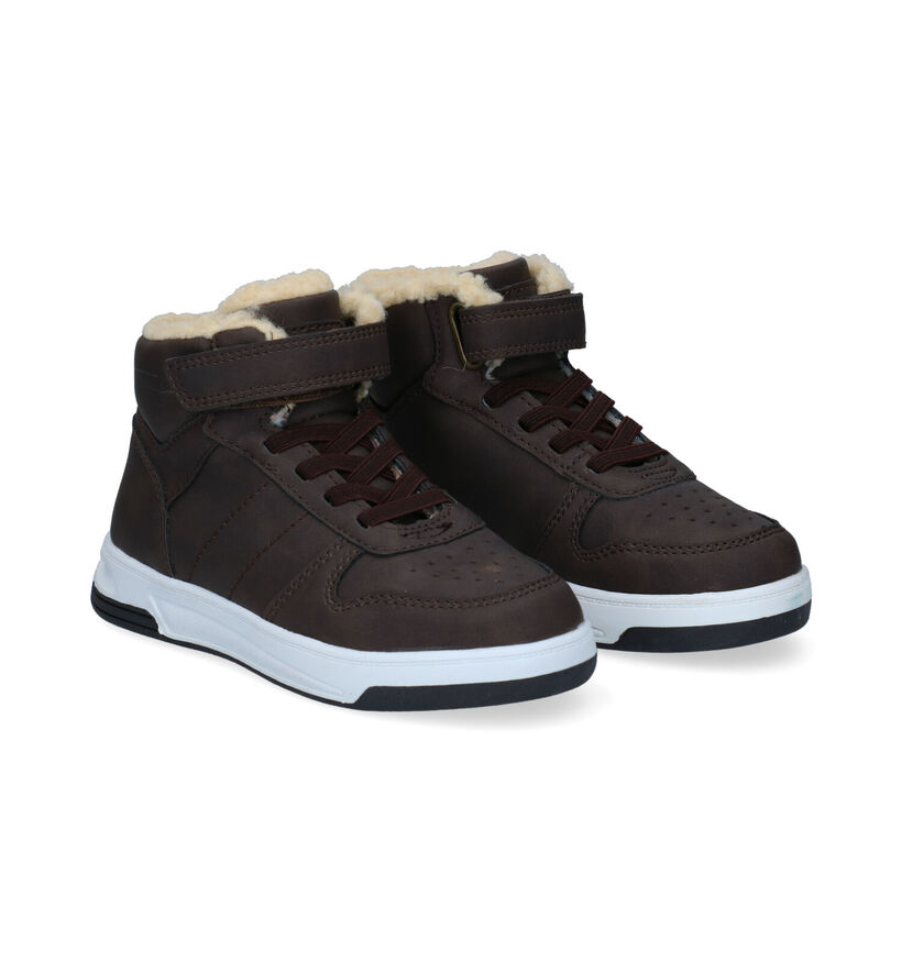 Milo & Mila Bruine Hoge Sneakers in kunstleer (297261)