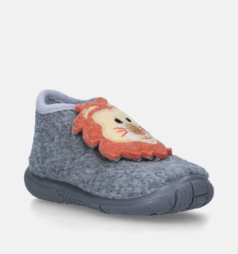 Milo & Mila Grijze Hoge pantoffels voor jongens, meisjes (348681) - geschikt voor steunzolen