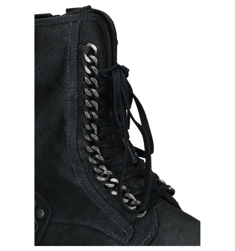 Donkergrijze Boots met Rits & Veters Mustang in kunstleer (223087)