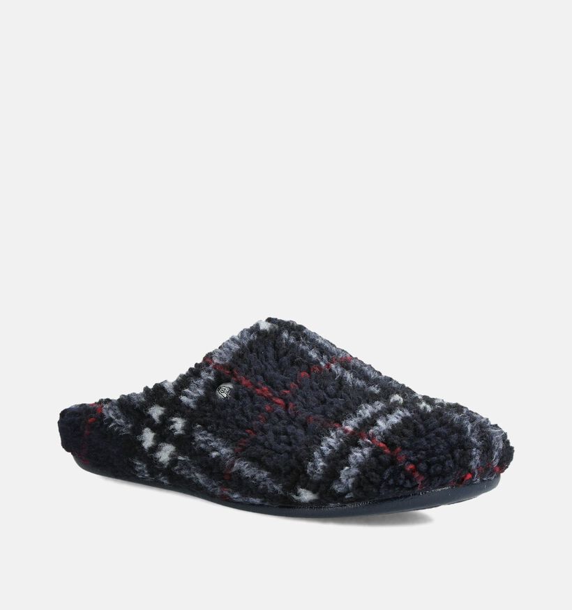 Hush Puppies Dayak Donkerblauwe Instappantoffels Geruit voor heren (377909)