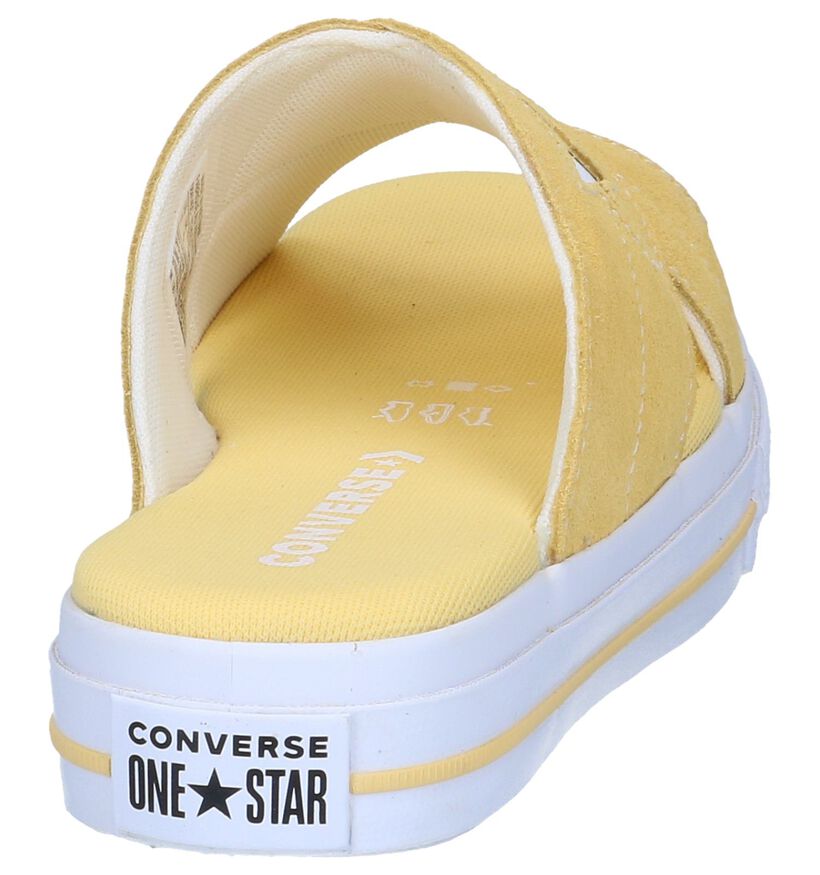 Converse Cons One Star OX Nu-pieds plates en Jaune en daim (249549)