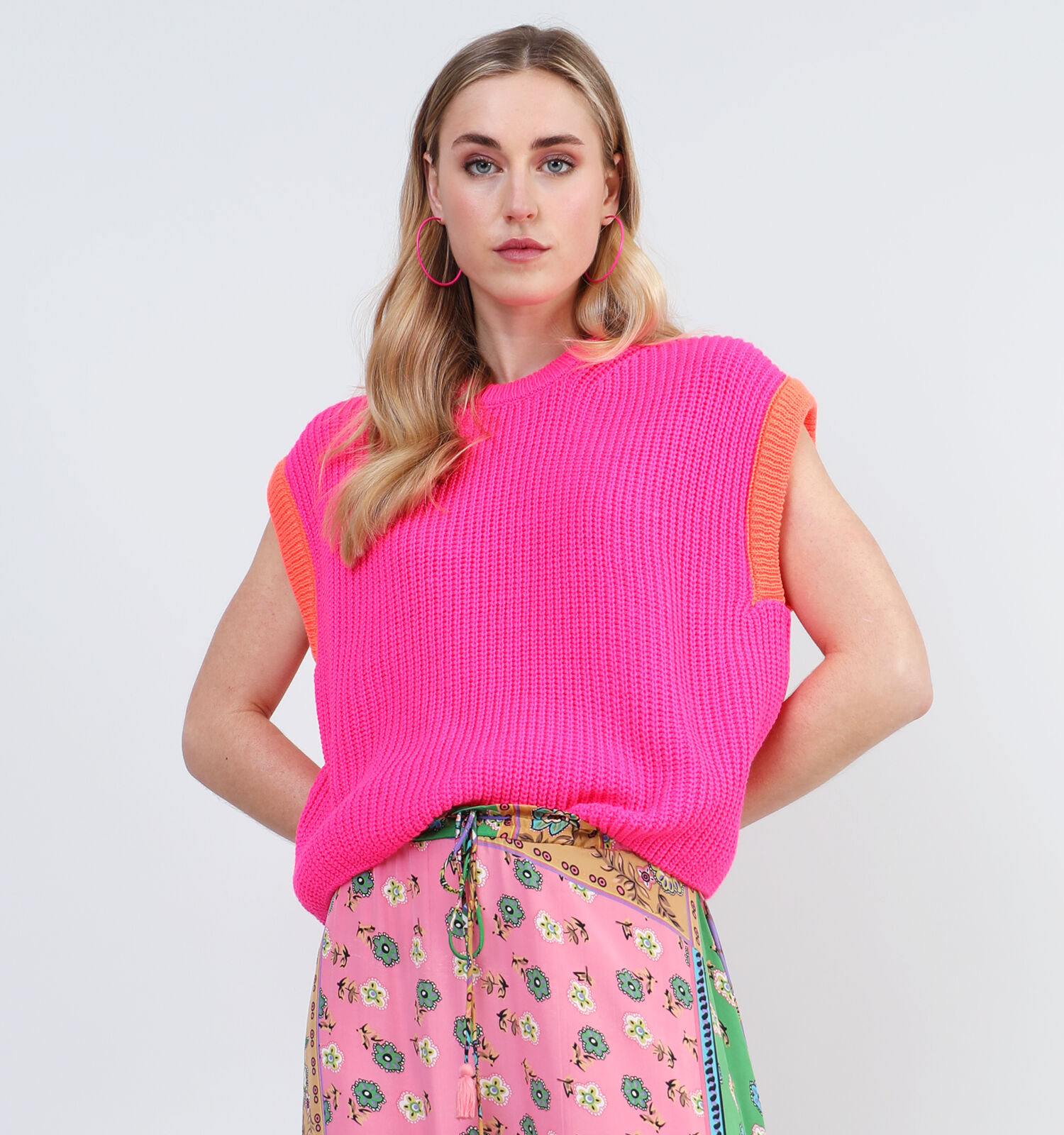 Pull sans manche rose hot sale