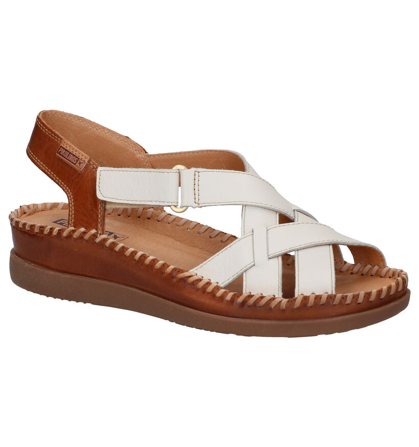 Pikolinos Cadaques Ecru/Cognac Sandalen in leer (289114)