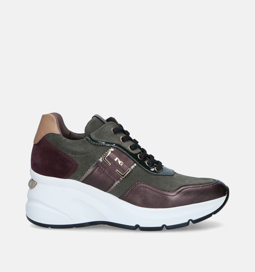 NeroGiardini Kaki Sneakers met sleehak voor dames (345562) - geschikt voor steunzolen