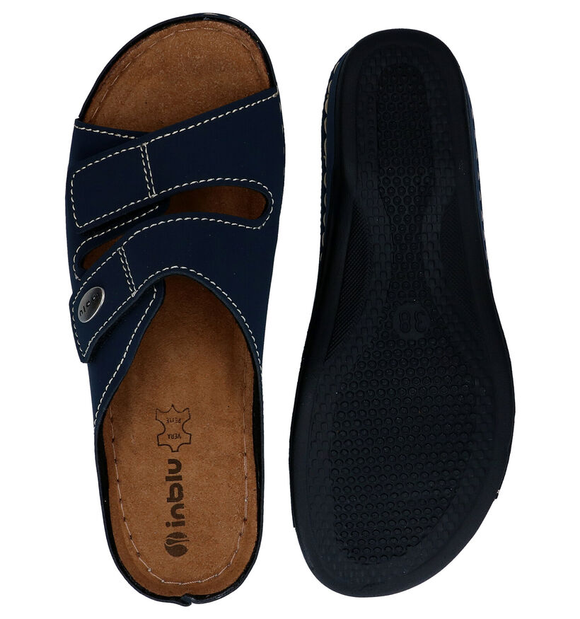 Inblu Nu-pieds compensées en Bleu foncé en simili cuir (275758)
