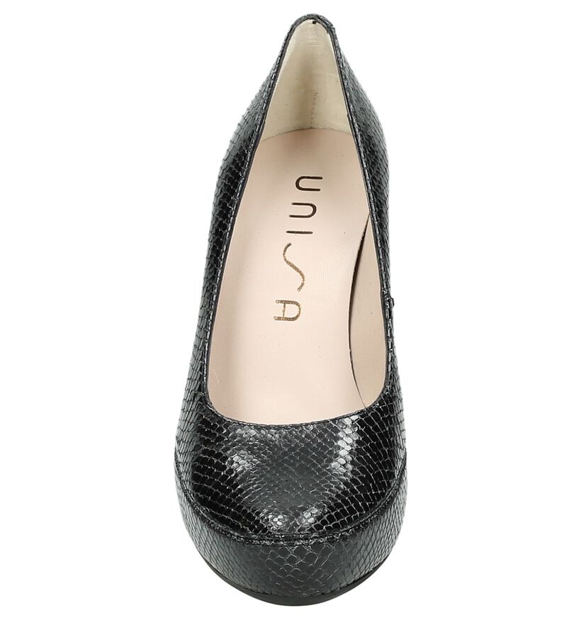 Zwarte Unisa Pumps met Slangenprint,  Zwarte Unisa Pumps met Slangenprint, , pdp