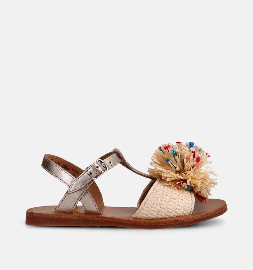 Pom d'Api Plagette Pompom Sandales en Or pour filles (370290)