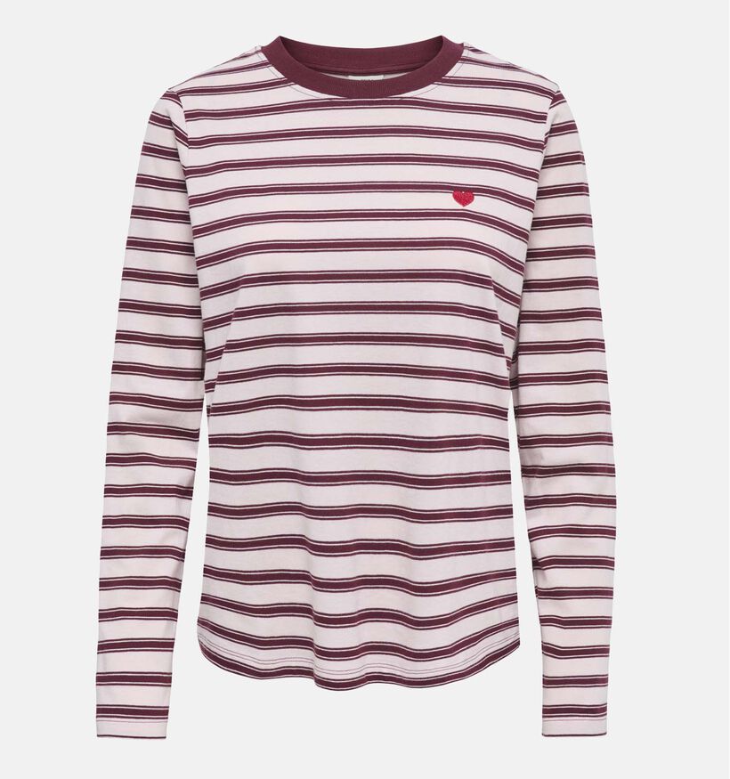 JDY Pisa Lichtroze/Bordeaux Gestreepte T-shirt voor dames (382067)