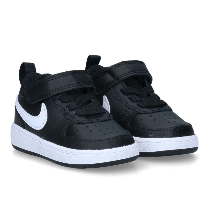 Nike Court Borough Zwarte Sneakers voor jongens (322310)