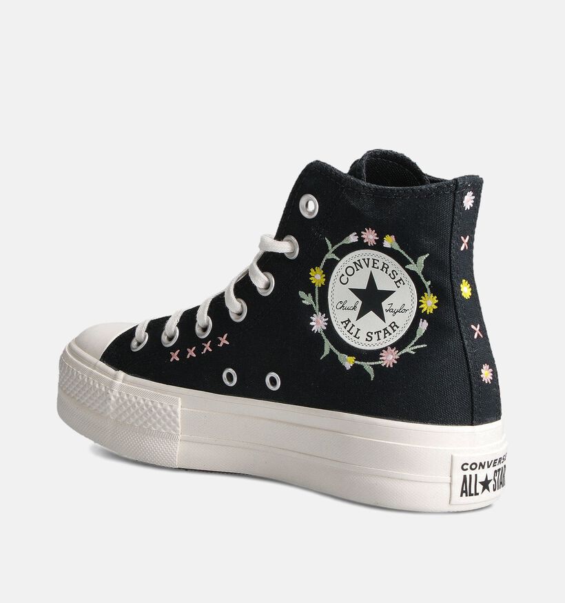 Converse Chuck Taylor All Star Lift Floral Baskets montantes en Noir pour femmes (357546) - pour semelles orthopédiques