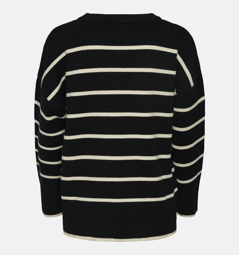 Pieces Mathilde Pull rayé en Noir pour femmes (344982)