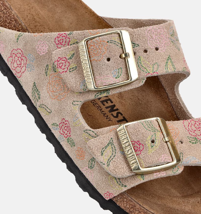 Birkenstock Arizona Sandcastle Flower Beige Slippers voor dames (368225)