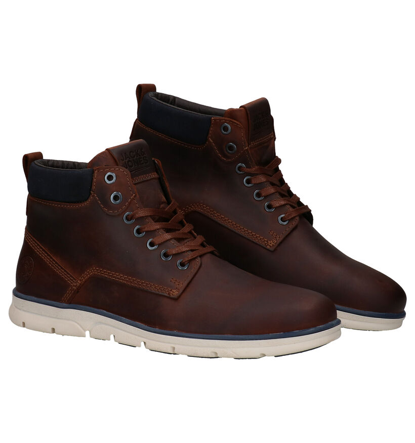 Jack & Jones Tubar Chaussures hautes en Brun en cuir (278341)