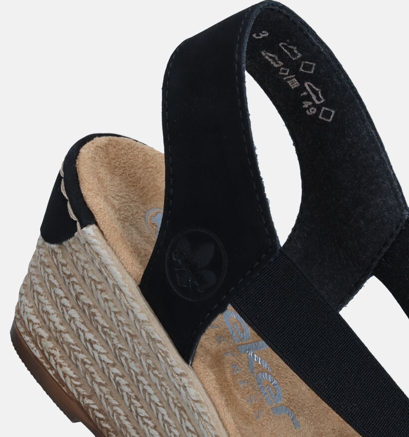 Rieker Zwarte Sandalen met sleehak voor dames (339075)