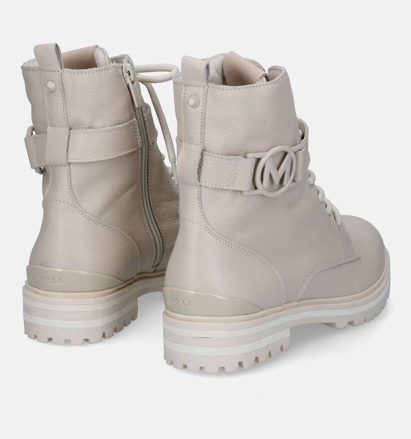 Mexx Kyana Ecru Veterboots voor dames (313033) - geschikt voor steunzolen