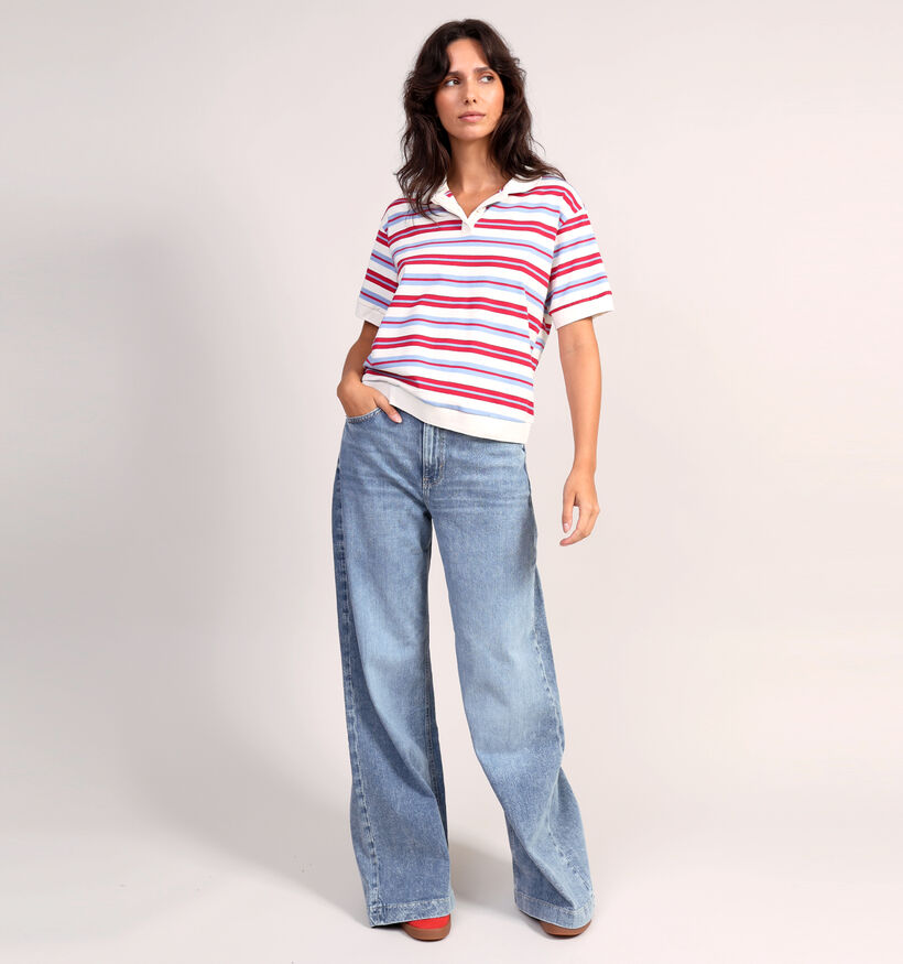 Vila Noro Ecru/Rode Polo T-shirt voor dames (367335)