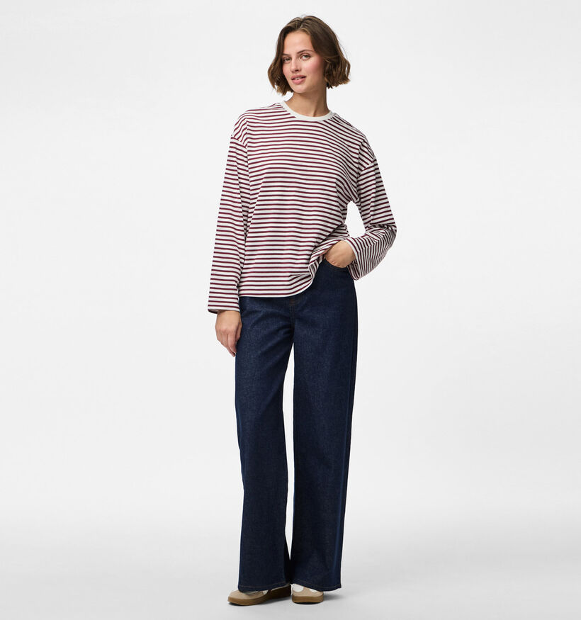 Pieces Sadie Rode/Witte T-shirt met Lange Mouwen voor dames (361139)