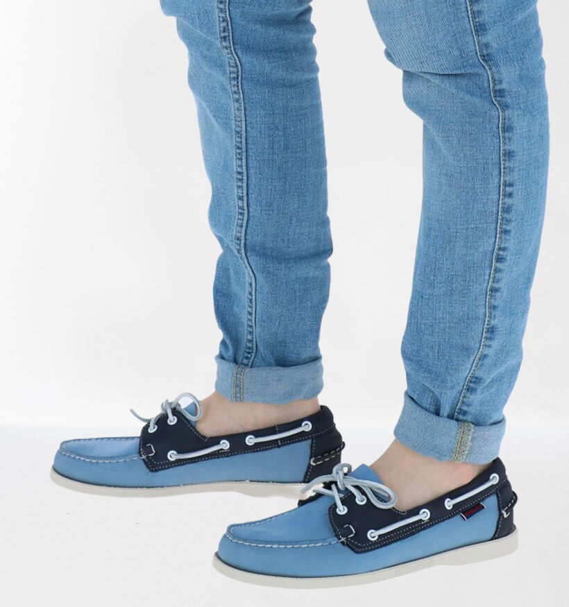 Sebago DOCKSIDE Blauwe Bootschoenen Sebago DOCKSIDE Blauwe Bootschoenen in nubuck (287479)