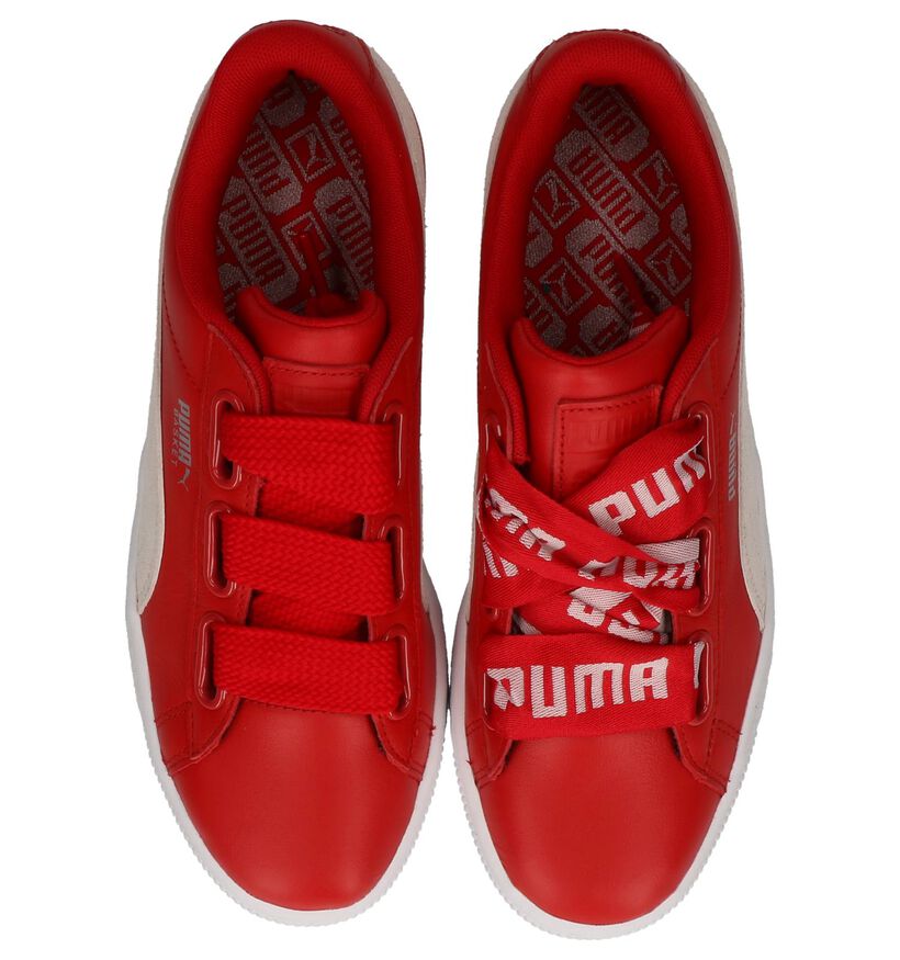 Puma Basket Heart Lage Sneakers Zwart in leer (199464)