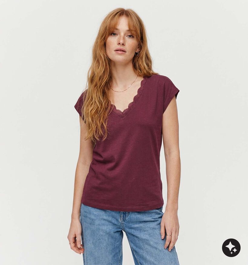 Vila Modala Lace Bordeaux T-shirt voor dames (378501)