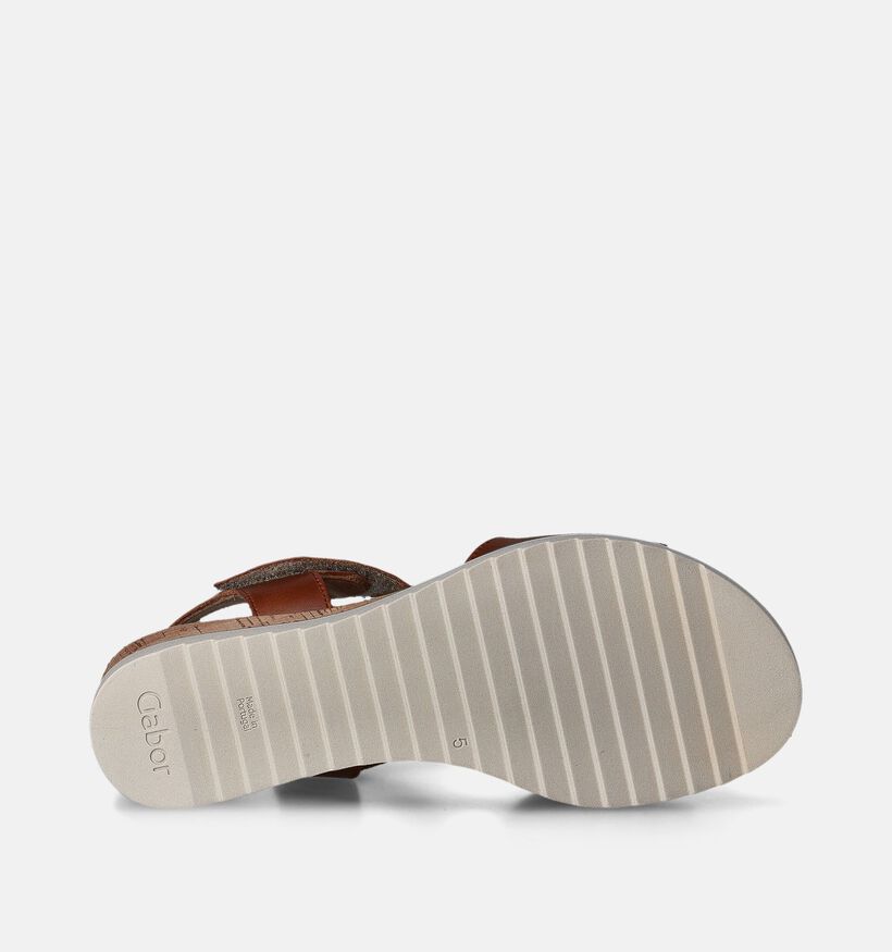 Gabor Sandales avec talon compens&eacute; en Cognac pour femmes (352034)