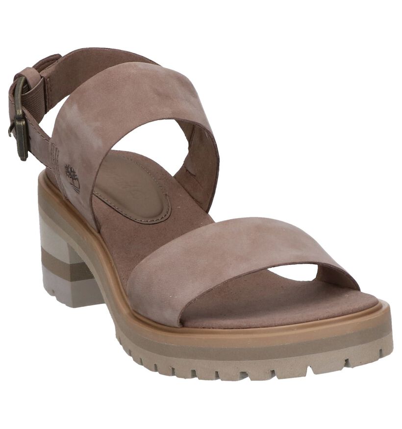 Timberland Sandales à talons en Taupe en nubuck (240538)