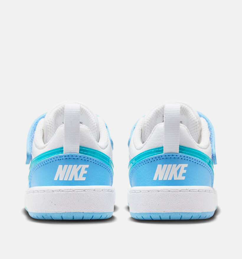 Nike Court Borough Low Baskets basses en Blanc/Bleu pour filles, gar&ccedil;ons (377301)